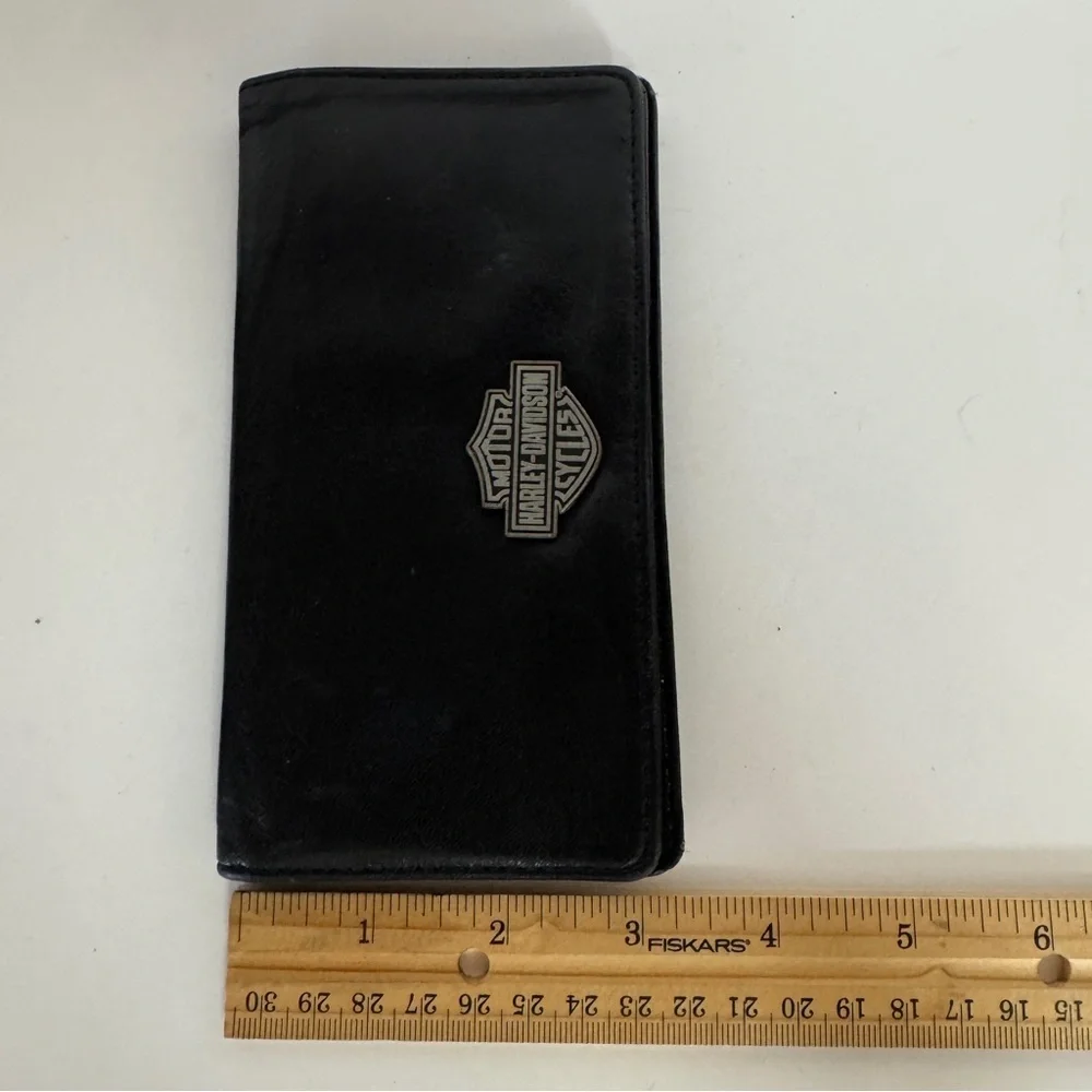 Vintage Harley-Davidson Black Leather Continental Checkbook Wallet